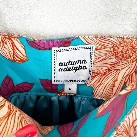 Autumn Adeigbo Tank Top Spaghetti Strap Floral Size 6 & 8 Tropical - Picture 3 of 5